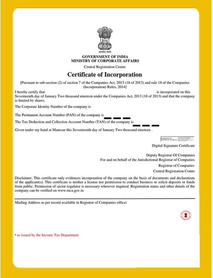 Company Certificate
